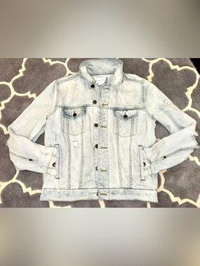 Aeropostale women's distressed light-wash denim jacket (Size M)